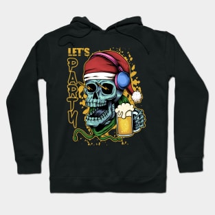 Christmas Skull with beer Hoodie